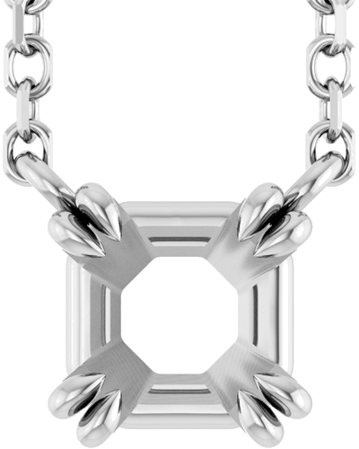 Pakabukas „Solitaire“ 14k white gold Asscher 4.5mm (1)
