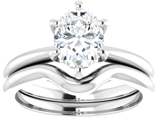 Sužadėtuvių Žiedas „Solitaire“ 585 Baltojo Aukso Oval 8mm x 6mm (8)