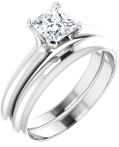 Sužadėtuvių Žiedas „Solitaire“ 14k white gold Square 5mm (6)