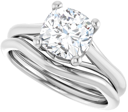 14K White 7 mm Cushion Solitaire Engagement Ring Mounting (10)