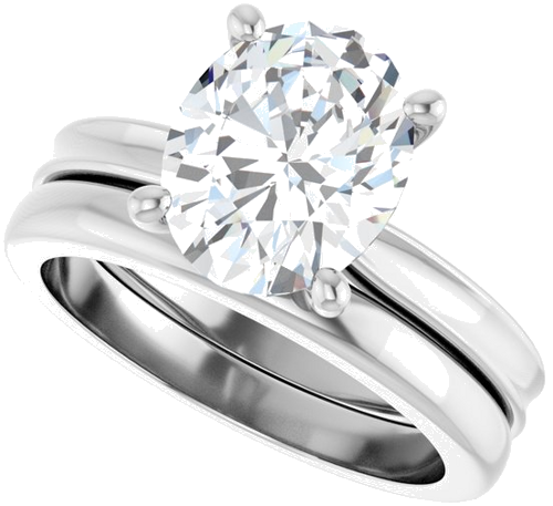 Sužadėtuvių Žiedas 14k white gold Oval 10mm x 8mm (10)