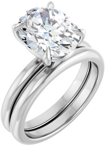 Sužadėtuvių Žiedas 585 Baltojo Aukso Oval 11mm x 9mm (6)