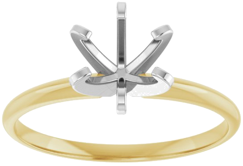 14K Yellow White 6.0-6.6 mm Round 6-Prong Solitaire Engagement Ring Mounting (3)