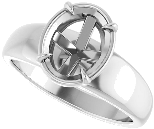 Sužadėtuvių Žiedas „Claw-Prong Solitaire Bezel-Style“ 14k white gold Oval 9mm x 7mm (5)