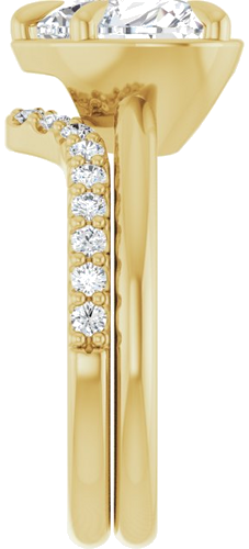 Sužadėtuvių Žiedas „Claw-Prong Solitaire Bezel-Style“ 14k yellow gold Heart 9mm (9)
