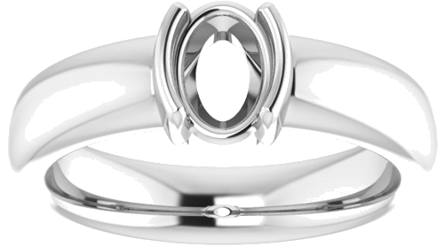 Sužadėtuvių Žiedas „Half Bezel Solitaire“ 585 Baltojo Aukso Oval 7mm x 5mm (3)