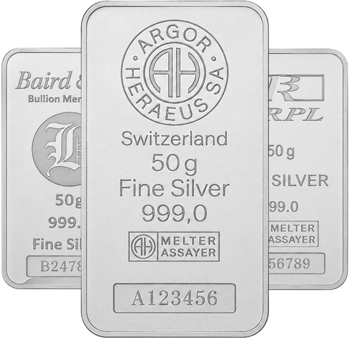 50 g sudraba stienis (dažādi ražotāji) (1)