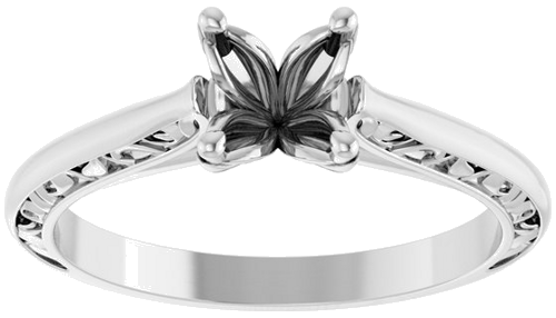 Sužadėtuvių Žiedas „Solitaire Sculptural“ 14k white gold Round 5.8mm (3)