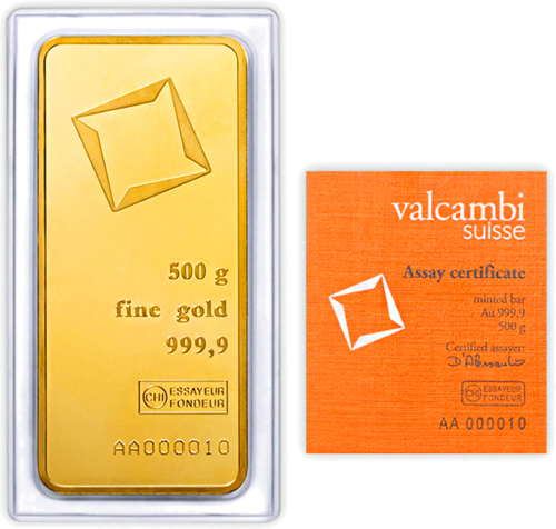 500 g Investīciju zelta stienis Valcambi (2)
