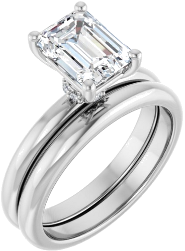 Sužadėtuvių Žiedas „Accented“ 14k white gold Emerald 8mm x 6mm (6)