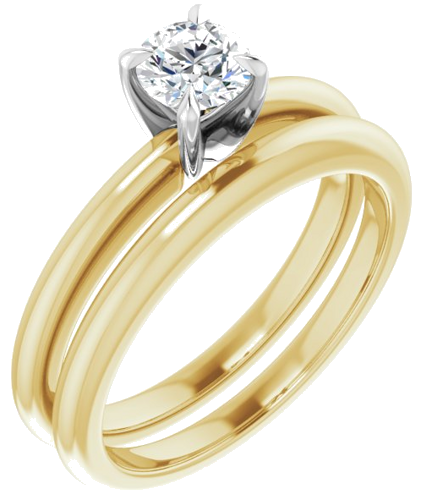 14K Yellow White 4.8 mm Round Solitaire Engagement Ring Mounting (6)