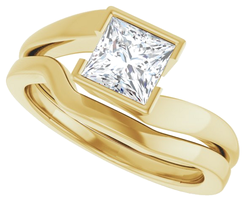 Sužadėtuvių Žiedas „Half-Bezel Solitaire“ 10k yellow gold Square 5.5mm (10)