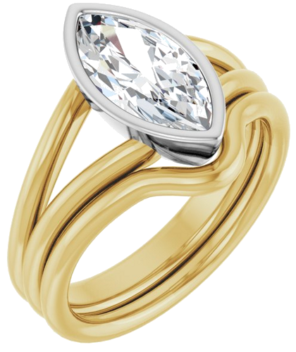 Sužadėtuvių Žiedas „Bezel-Set Solitaire“ 14k yellow/white gold Marquise 12mm x 6mm (6)