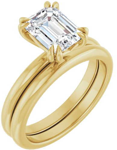 Sužadėtuvių Žiedas „Double Claw-Prong“ 14k yellow gold Emerald 8mm x 6mm (6)