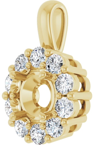 Pakabukas „Halo-Style“ 14k yellow gold Round 6mm (2)