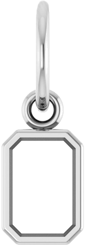 Pakabukas „Bezel-Set Solitaire Charm“ 10k white gold Emerald 6mm x 4mm (1)