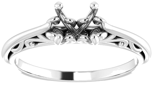 14K White 6.5 mm Round Engagement Ring Mounting (6)