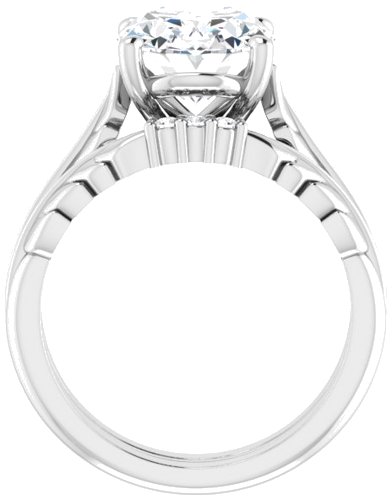 Sužadėtuvių Žiedas „Solitaire Leaf“ 14k white gold Oval 11mm x 9mm (7)