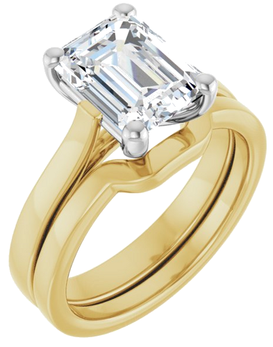 Sužadėtuvių Žiedas „Solitaire“ 585 Baltojo Ir Geltonojo Aukso Emerald 9mm x 7mm (6)