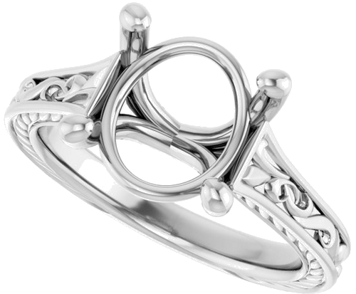 Sužadėtuvių Žiedas „Solitaire Scroll“ 14k white gold Oval 11mm x 9mm (5)
