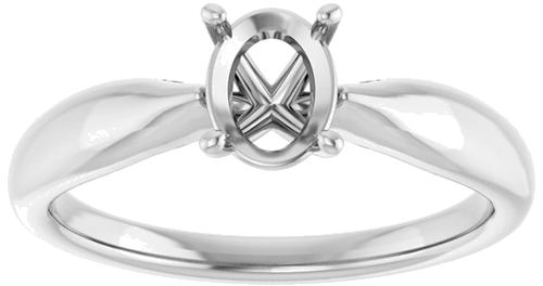 14K White  7x5 mm Oval Solitaire Engagement Ring Mounting (3)