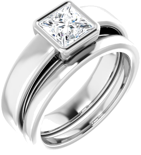 Sužadėtuvių Žiedas „Bezel-Set Solitaire“ 14k white gold Square 5.5mm (6)