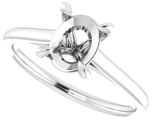 Sužadėtuvių Žiedas „Solitaire“ 585 Baltojo Aukso Oval 8mm x 6mm (5)