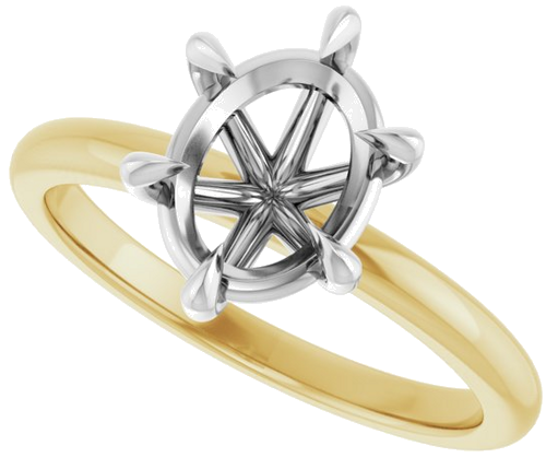Sužadėtuvių Žiedas „Claw-Prong“ 14k yellow/white gold Oval 9mm x 7mm (5)