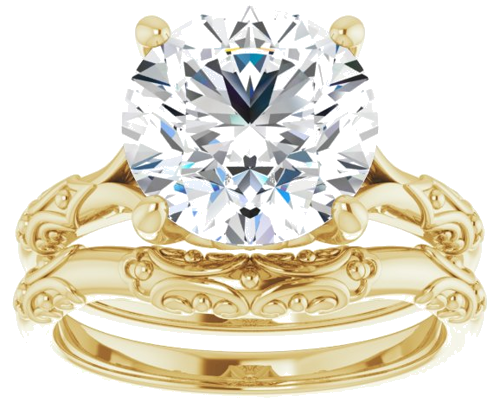 Sužadėtuvių Žiedas „Solitaire Sculptural“ 14k yellow gold Round 10mm (8)