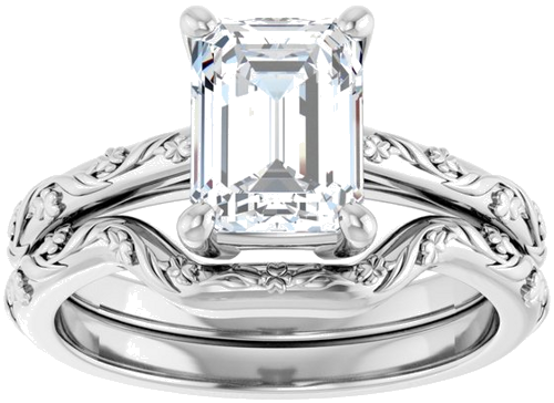 Sužadėtuvių Žiedas „Solitaire“ 14k white gold Emerald 8mm x 6mm (8)