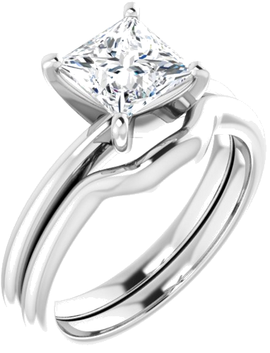 14K White  6x6 mm Square Solitaire Engagement Ring Mounting (6)