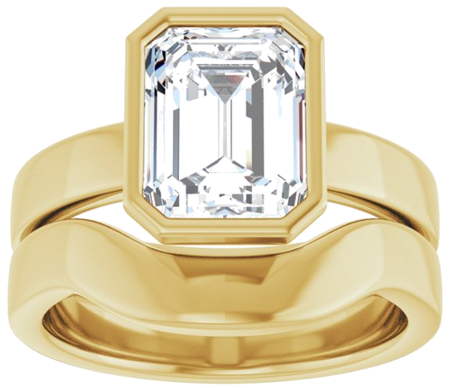 Sužadėtuvių Žiedas „Bezel-Set Solitaire“ 10k yellow gold Emerald 9mm x 7mm (8)