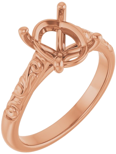 Sužadėtuvių Žiedas „Solitaire“ 14k rose gold Oval 10mm x 8mm (1)