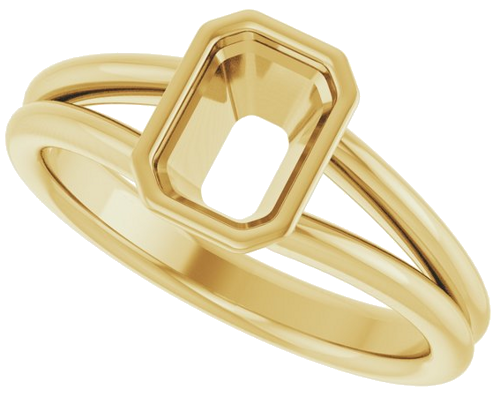 Sužadėtuvių Žiedas „Bezel-Set Solitaire“ 10k yellow gold Emerald 7mm x 5mm (5)