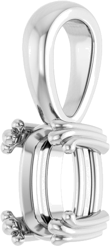 Pakabukas „Decorative Prong Solitaire“ 925 Sidabro Elongated Cushion 7.5mm x 5.5mm (2)