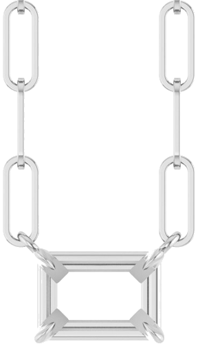 Pakabukas „Solitaire“ 585 Baltojo Aukso Emerald 7mm x 5mm (1)