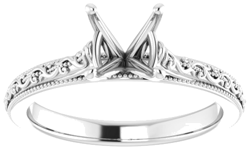 14K White  7 mm Round Solitaire Engagement Ring Mounting (3)