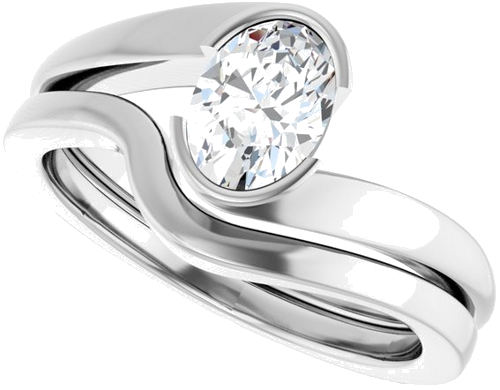 Sužadėtuvių Žiedas „Half-Bezel Solitaire“ 14k white gold Oval 7mm x 5mm (10)
