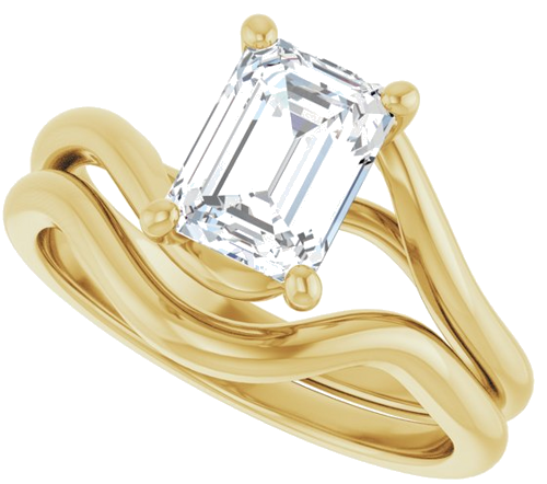 Sužadėtuvių Žiedas „Bypass“ 14k yellow gold Emerald 7.5mm x 5.5mm (10)