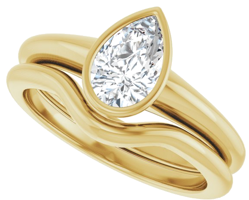 Sužadėtuvių Žiedas „Bezel-Set Solitaire“ 14k yellow gold Pear 8mm x 5mm (10)