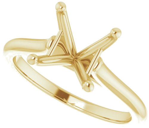 14K Yellow 6.5 mm Square Solitaire Engagement Ring Mounting (5)