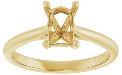 14K Yellow 7x5 mm Emerald Solitaire Engagement Ring Mounting (3)