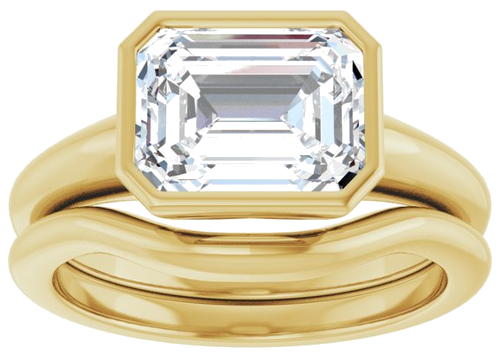 Sužadėtuvių Žiedas „Bezel-Set Solitaire“ 14k yellow gold Emerald 9mm x 7mm (8)