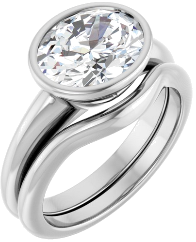 Sužadėtuvių Žiedas „Bezel-Set Solitaire“ 14k white gold Oval 10mm x 8mm (6)