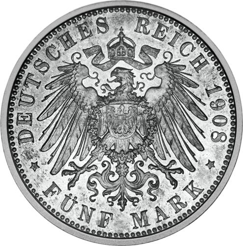 5 Markės 1891-1913 Otto Bavarijos karalystės sidabrinė moneta (2)