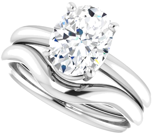 Sužadėtuvių Žiedas „Solitaire“ 14k white gold Oval 9mm x 7mm (10)