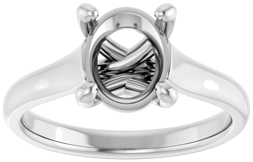 14K White 9x7 mm Oval Solitaire Engagement Ring Mounting (3)