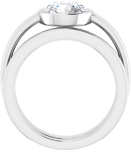 Sužadėtuvių Žiedas „Bezel-Set Solitaire“ 14k white gold Round 8.2mm (7)