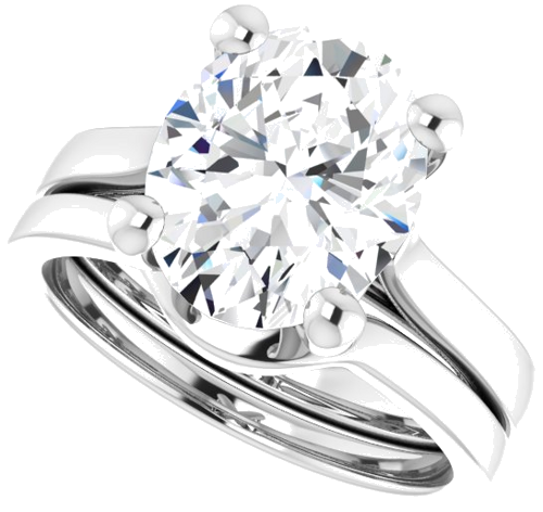 Sužadėtuvių Žiedas „Solitaire“ 585 Baltojo Aukso Oval 11mm x 9mm (10)