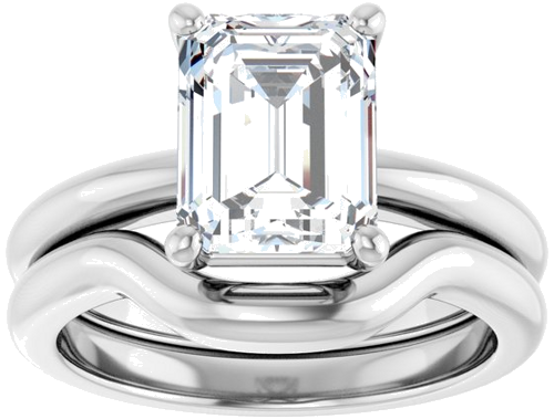 Sužadėtuvių Žiedas 14k white gold Emerald 9mm x 7mm (8)